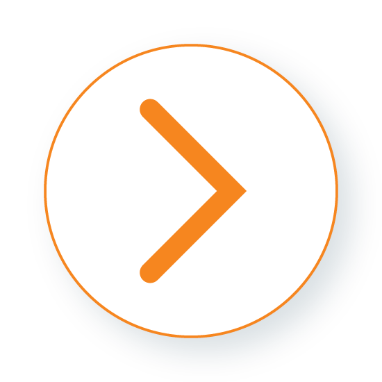 Right pointing orange arrow in a white circle with an orange outline